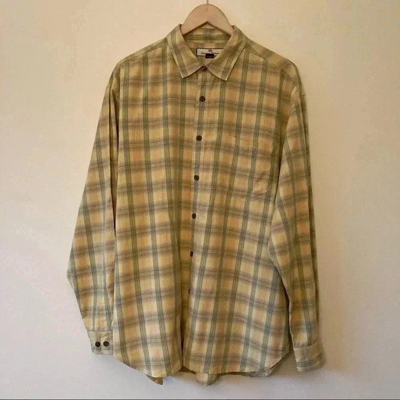 Tommy Bahama plaid yellow grid checkered 100% silk button down  shirt - Picture 1 of 5